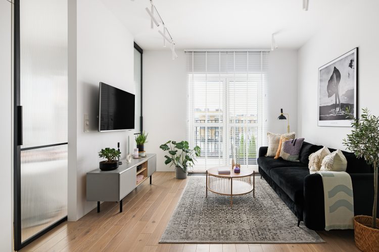 Nowoczesny salon z roślinami