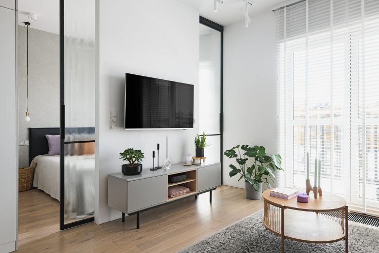 Nowoczesny salon z roślinami