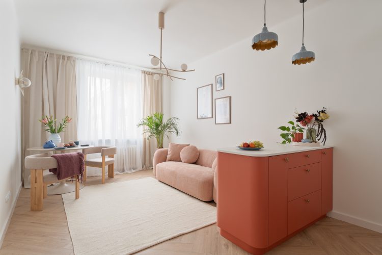 zdjęcie nowoczesnego wnętrza w pastelowych kolorach
