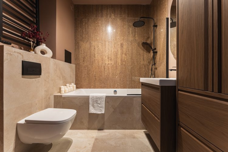 nowoczesne wnętrze z ciemniejszymi kolorami